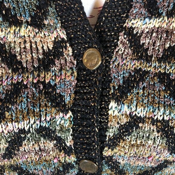 ✨ Rare C. Priva Vintage Metallic Knit Cardigan – Constantine Coin Buttons - Picture 7 of 13